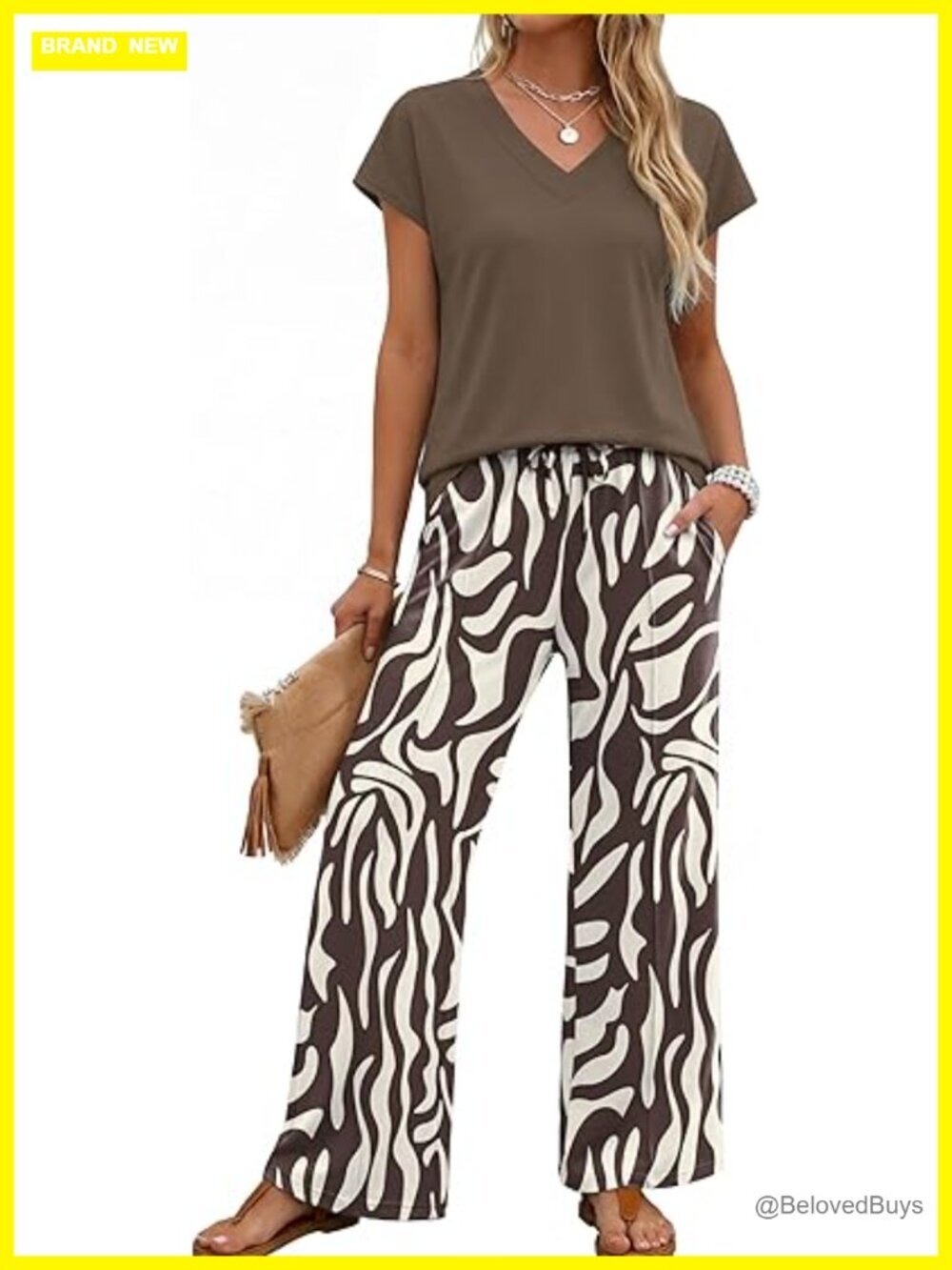 2 Piece Summer Travel Outfits Wide Leg Pant Set